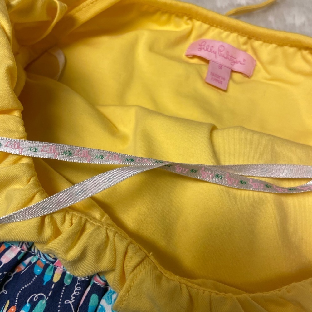 Lilly Pulitzer Yellow and Blue Patchwork Midi Dress - Picture 9 of 13